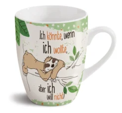 Nici 42640 Porzellantasse Faultier Chill Bill "Ich Könnte, Wenn Ich Wollte..."