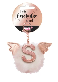 Nici 46987 Taschenanhänger Schutzbommel Mit Flügeln + Pompon Metallbuchstabe S